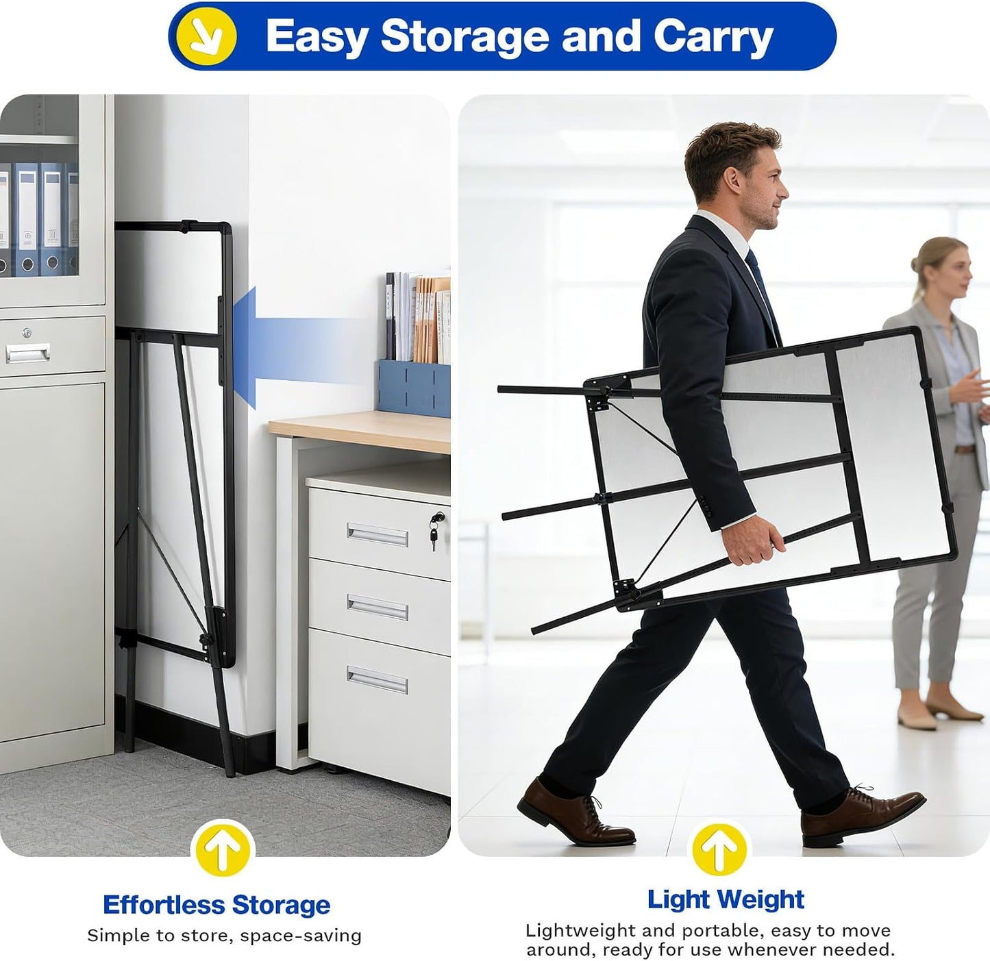 Magnetic Whiteboard Easel, 36"x24" (Black) | Height Adjustable Flipchart Easel with Stand, Large Aluminium Frame White Board for Office or Teaching at Home & Classroom