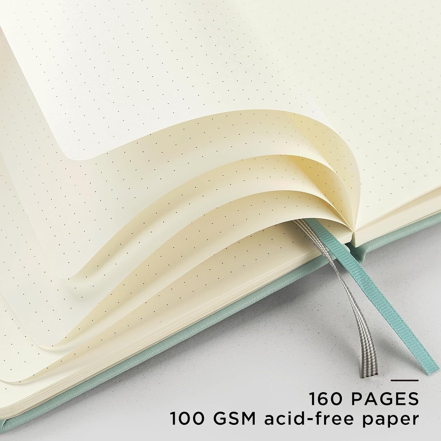 And Per Se Dotted Journal Notebook with Pattern, A5 Leather Hardcover, 160 Pages 100 GSM Thick Paper Bullet Journal with vegan Leather Cover Lay Flat 3 Sticker Sheets & Expandable Pocket - 5.7" x 8"(Light Blue)