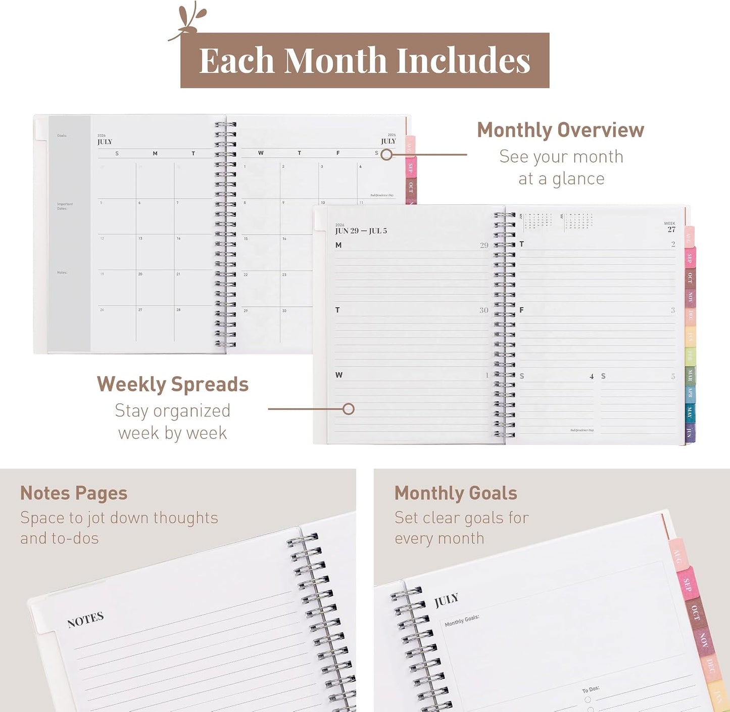 Rileys Academic Planner 2026-2027, Daily, Weekly & Monthly Planner, July 2026 - June 2027, Student Notes Pages, Twin-Wire Binding Weekly Agenda for School & Work (20 x 15 cm, Black)
