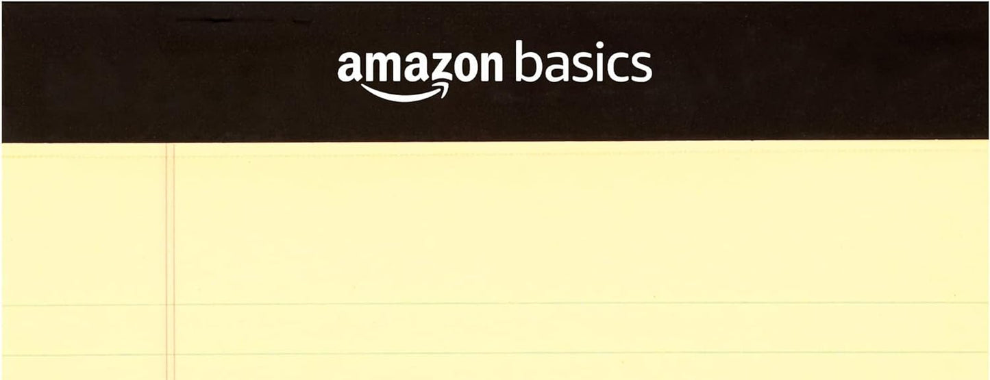 Basics Narrow Ruled Lined Writing Note Pad for School, 5 inch x 8 inch, Canary, 12 Count (12 Pack of 50)