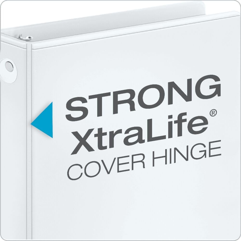 Economy 3-Ring Binders, 2", Round Rings, Holds 475 Sheets, ClearVue Presentation View, Non-Stick, White, Carton of 12 (90641)