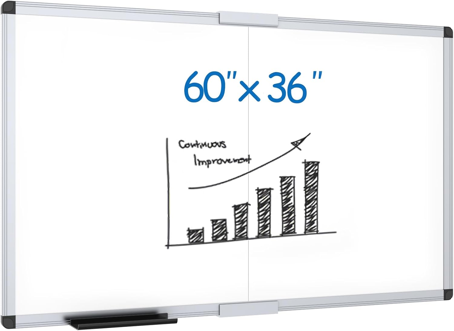 Large Dry Erase White Board/Magnetic Foldable Whiteboard, 60 X 36 Inches, Silver Aluminium Frame