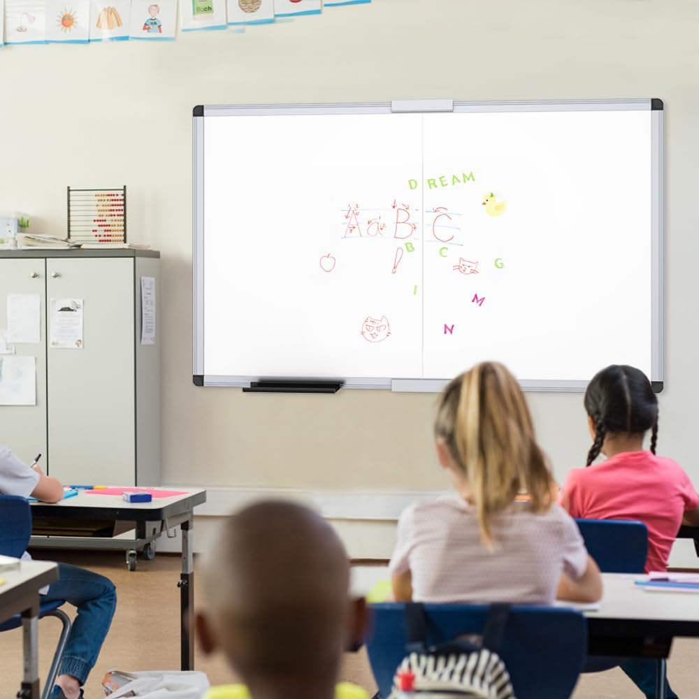 Magnetic Dry Erase Board/Foldable Whiteboard, 60 X 48 Inches | Silver Aluminum Frame, Wall-Mounted Board with Marker Tray for School Office and Home 5' X 4'