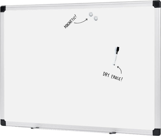 Basics Magnetic Whiteboard/Dry Erase Board, 36 x 48-Inch, Aluminum Frame, Silver/White