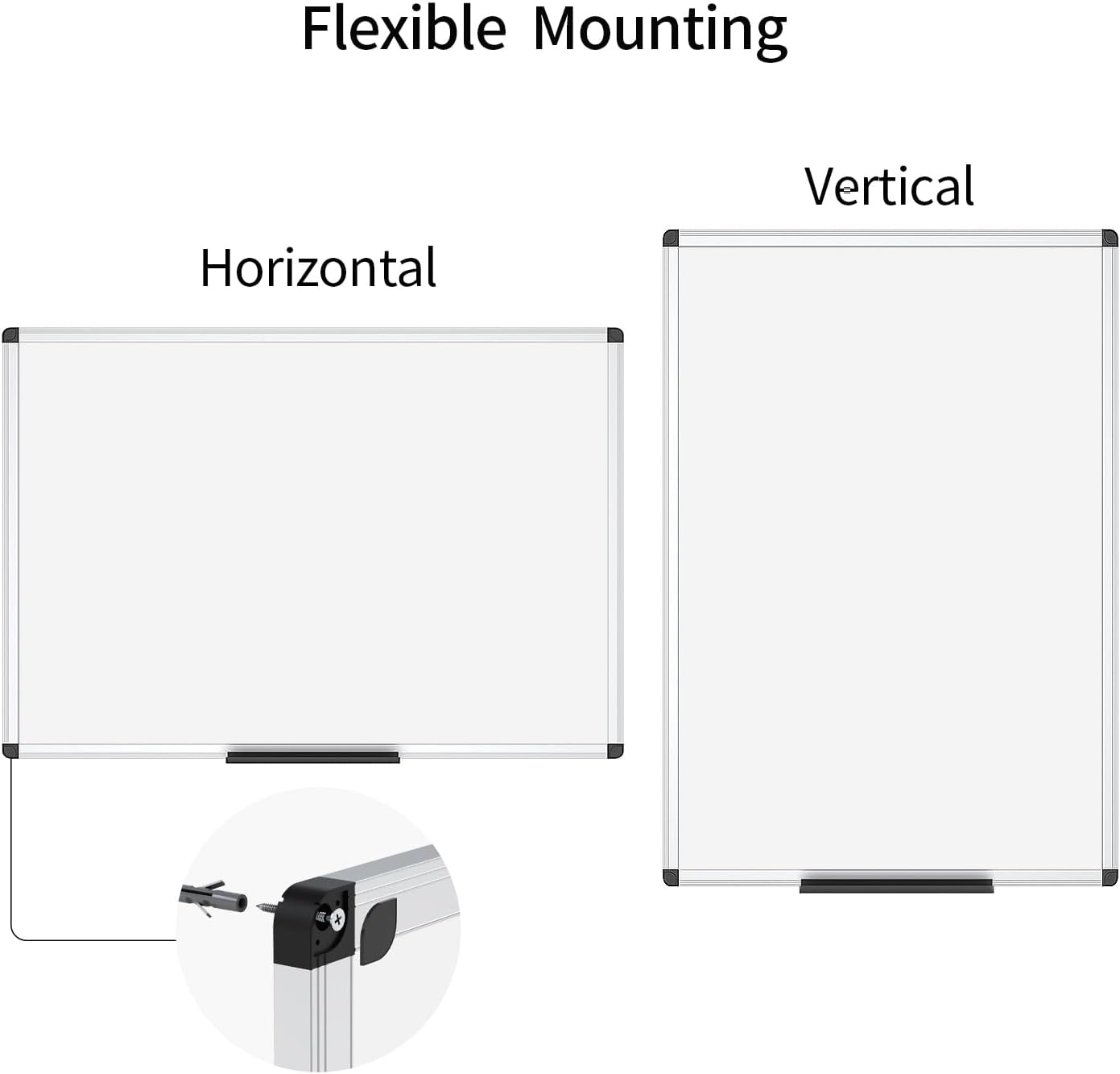 Magnetic White Board, Dry Erase Board 24 X 18 Inches, Whiteboard with Silver Aluminium Frame | With aluminium frame and removable pen tray, scratch-resistant, magnetic board for office, home and school