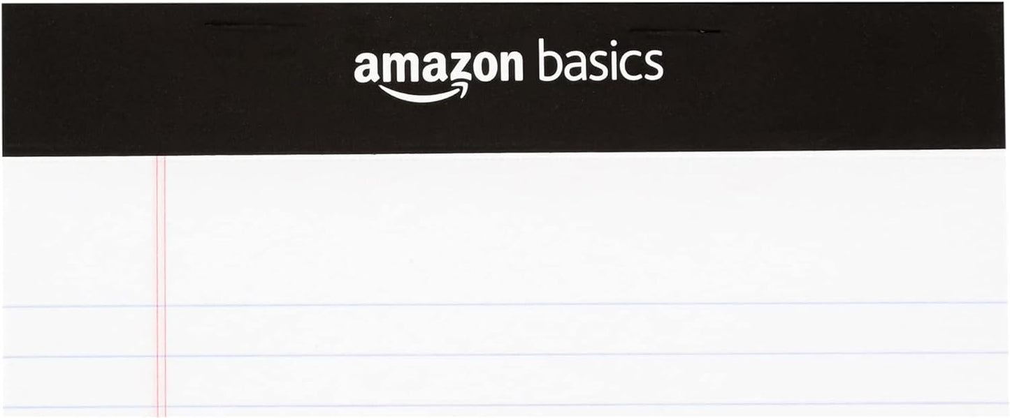 Basics Narrow Ruled Lined Writing Note Pad, 5 inch x 8 inch, White, 12 Count (12 Pack of 50 pages)