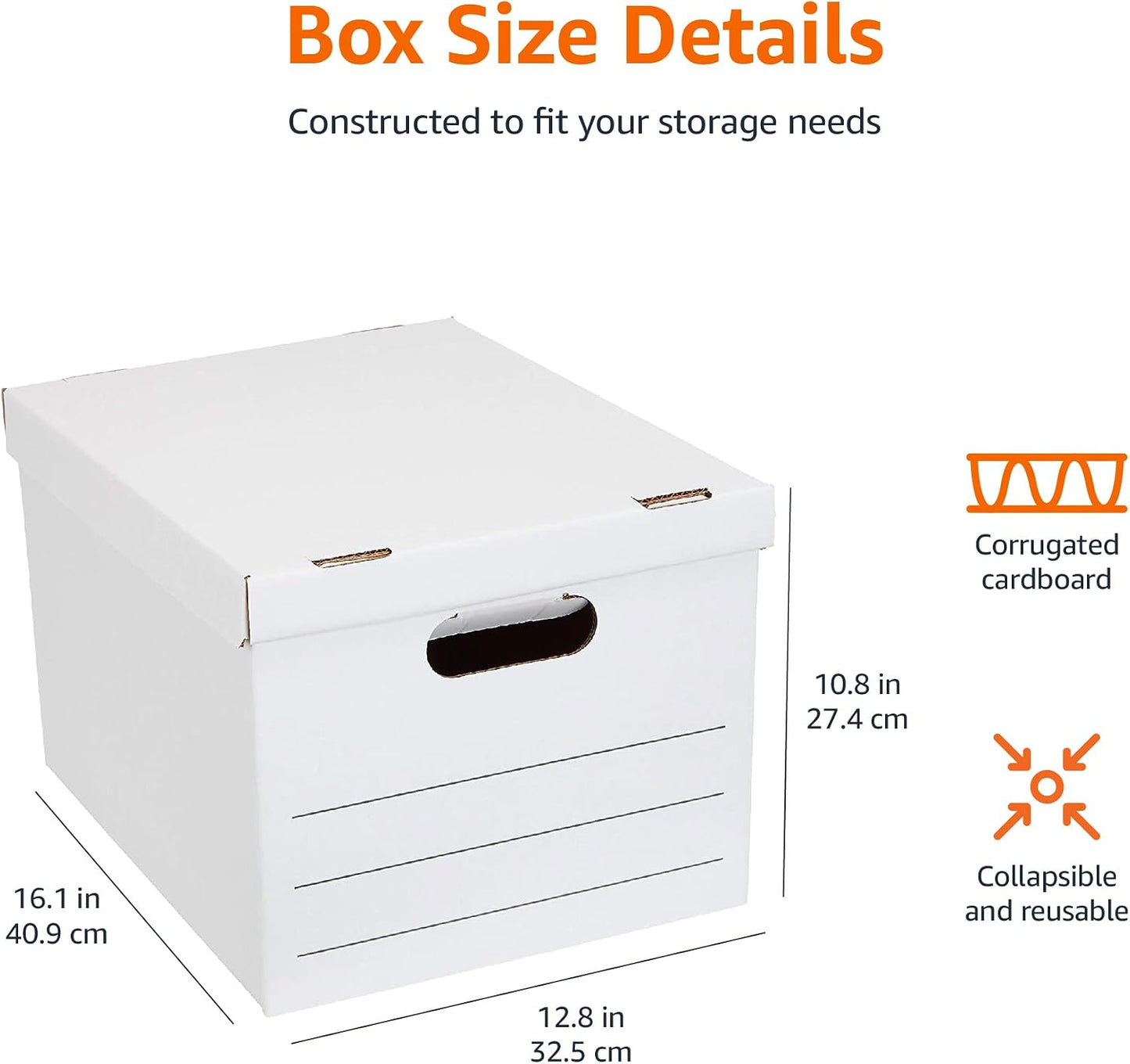 Basics Medium Duty Storage Filing Box with Lift-Off Lid - Pack of 12, Letter / Legal Size