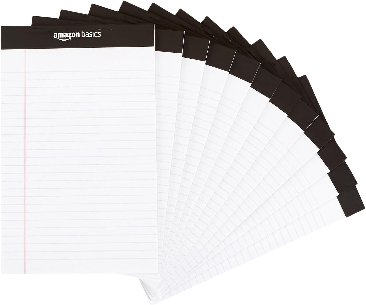 Basics Narrow Ruled Lined Writing Note Pad, 5 inch x 8 inch, White, 12 Count (12 Pack of 50 pages)