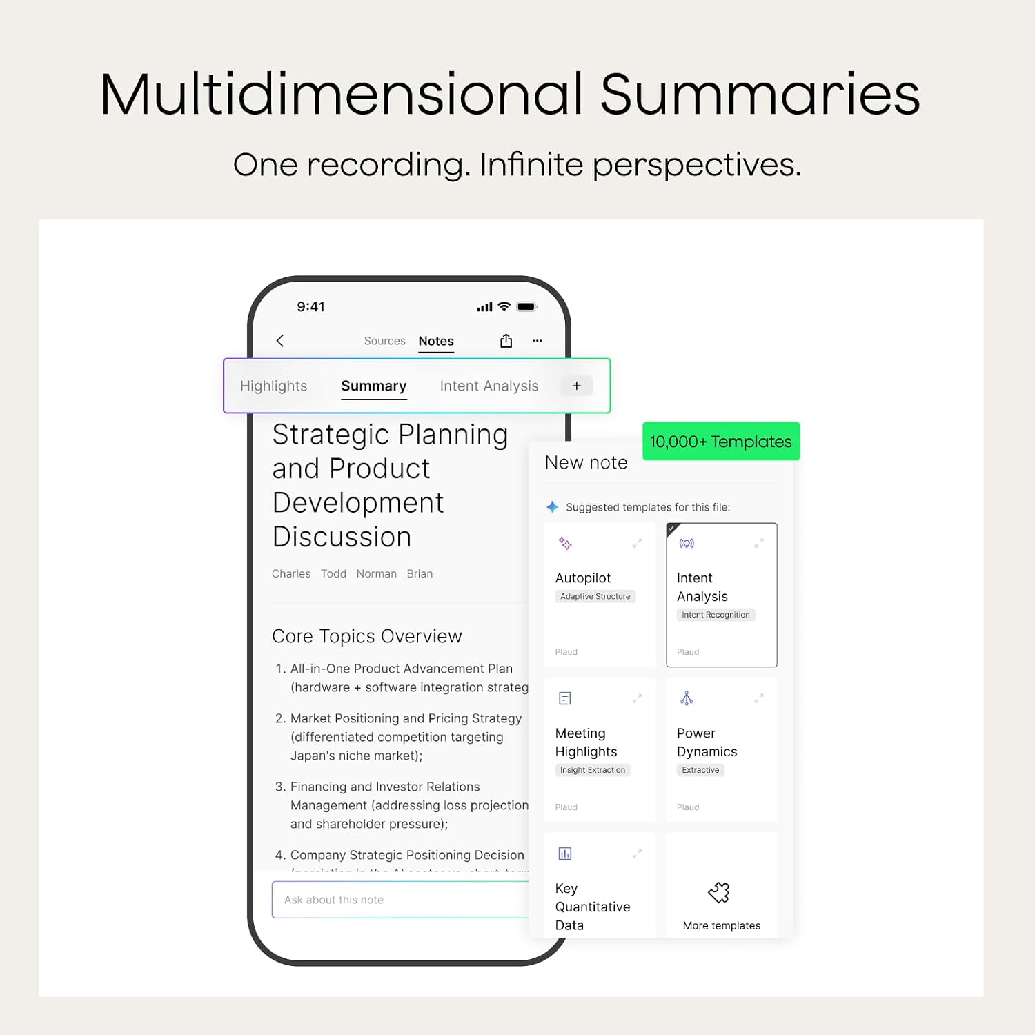 Note AI Voice Recorder, Note Taker w/Case, App Control, Transcribe & Summarize with AI, Support 112 Languages, for Meetings, Calls, Lectures, Professionals, Teams, Black, Non-Pro Version