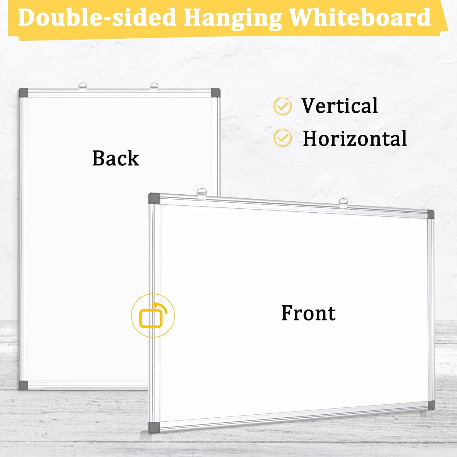 Double-Sided Magnetic Aluminum Frame Whiteboard, 48" x 36" | White Board for Wall, Hanging Mounting White Board Dry Erase Board Marker Board for Kitchen, Memo, School, Home, Office