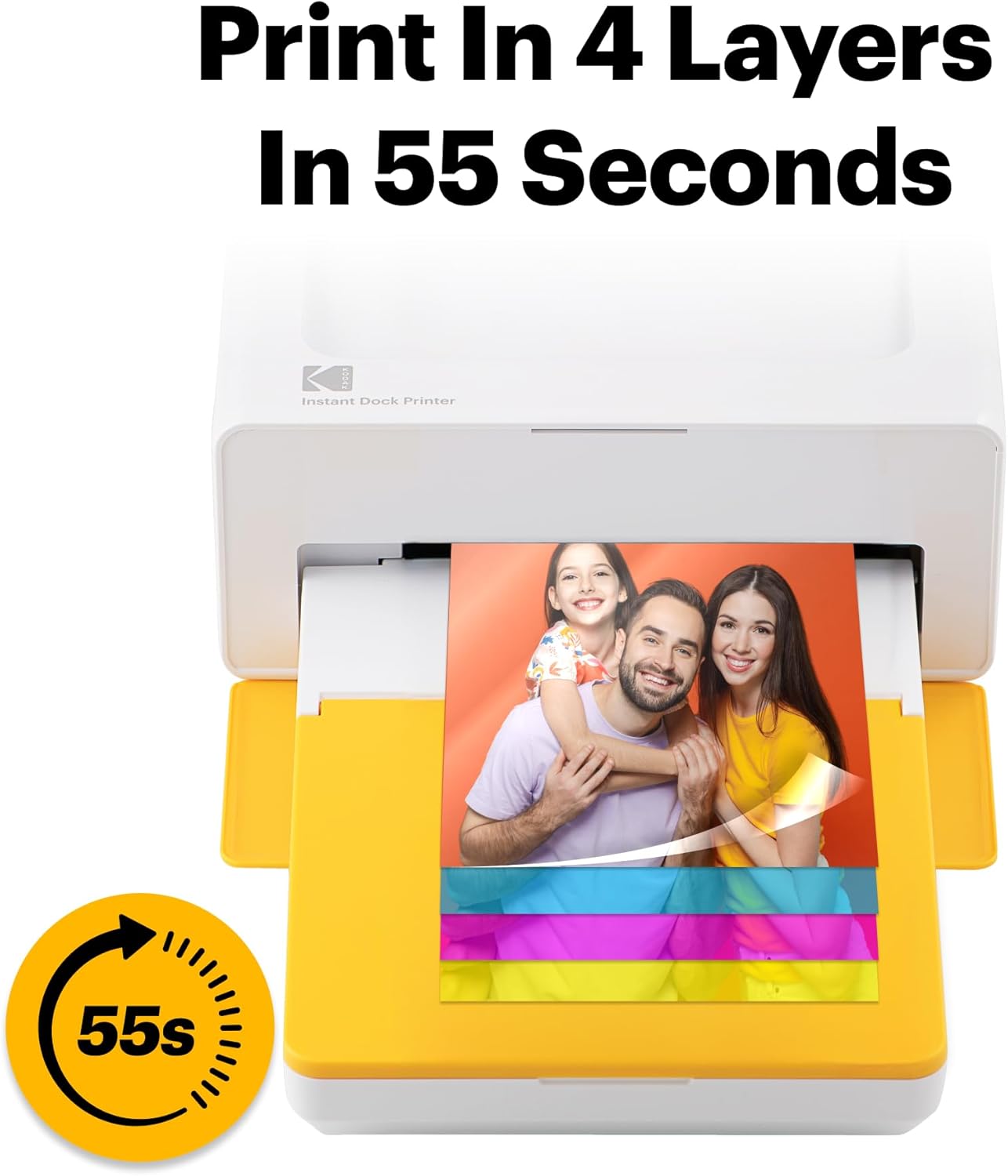 Dock Plus 4x6 Photo Printer, Smartphone Docking, 4PASS, 10 Sheets | Bluetooth, iPhone & Android Smartphone Compatible, Charge While Printing, Water, Fingerprint and Fade Resistant