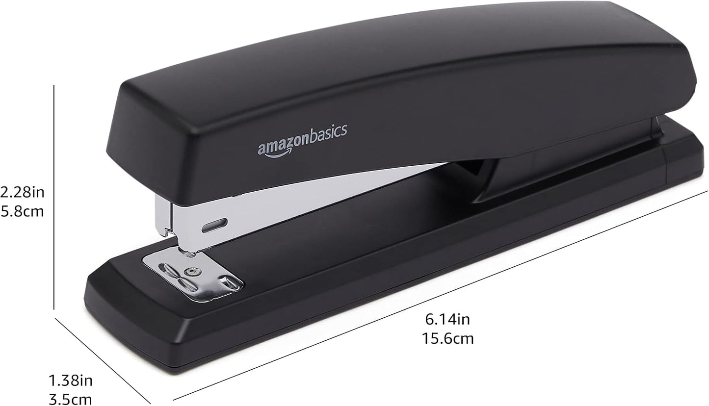 Basics 25-Sheet Capacity, Non-Slip, Office Desk Stapler with 1000 Staples, Black - Pack of 12