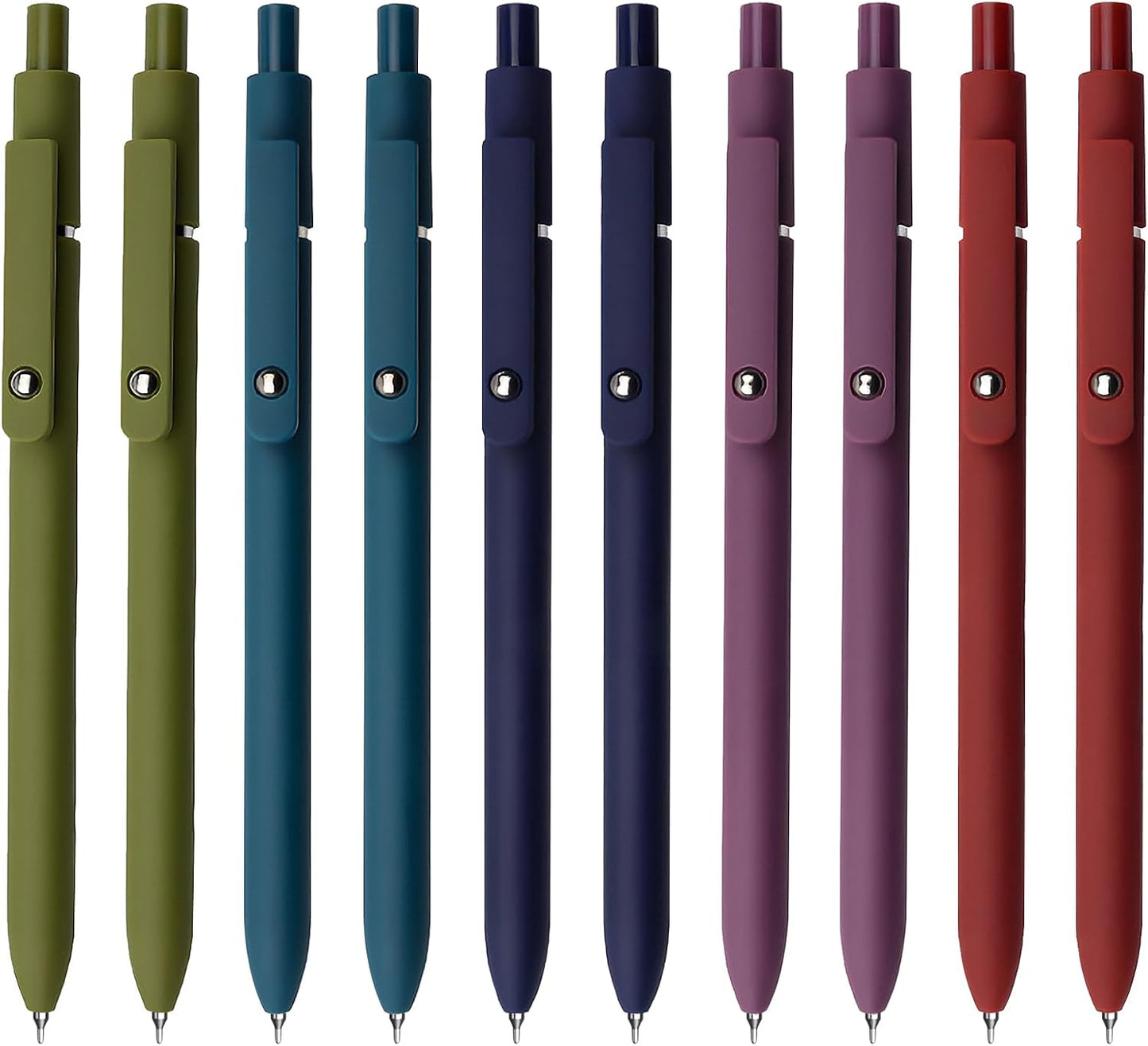 Gel Pens, 10 Pcs 0.5mm Black Ink Pens Fine Point Smooth Writing Pens with Silicone Grip, High-End Series Metal Clip Retractable Pens for Journaling Note Taking (10 Pcs Vintage)