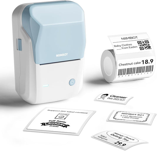 B1 Label Maker Machine with Tape | Portable Thermal Bluetooth Printer, 2'' Stickers, Mini Barcode Labeler, Home School & Small Business