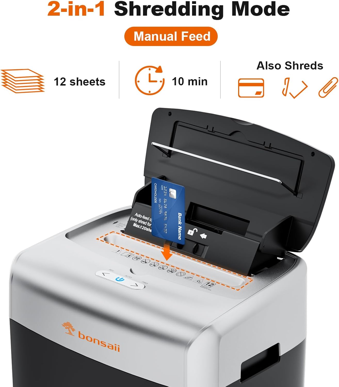 120-Sheet Auto Feed Paper Shredder for Office, Heavy Duty Micro Cut | P-4, 12-Sheet Manual, 30-Min Run, 6-Gal Pullout Bin, Jam-Proof, Overheat Protection, Déchiqueteuse à Papier, C233-B New Model