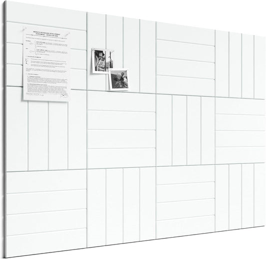 Large Felt Bulletin Board, 48" x 36" Cork Board Alternative, 12-Pack Bold Stripe Felt Wall Tiles with 30 Push Pins and 70 Adhesive Tabs, Ideal for Office, Home & Classroom, Cold White