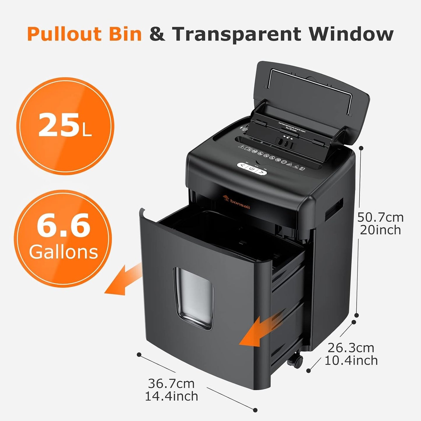 120-Sheet Auto Feed Micro Cut Paper Shredder with Casters | 30-Min Run Time, P-4 Security, 6-Gal Bin, Heavy Duty Shredders for Home Office, C233-B