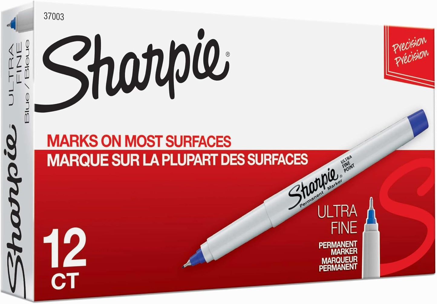 Permanent Markers, Ultra Fine Point, Blue, 12 Count