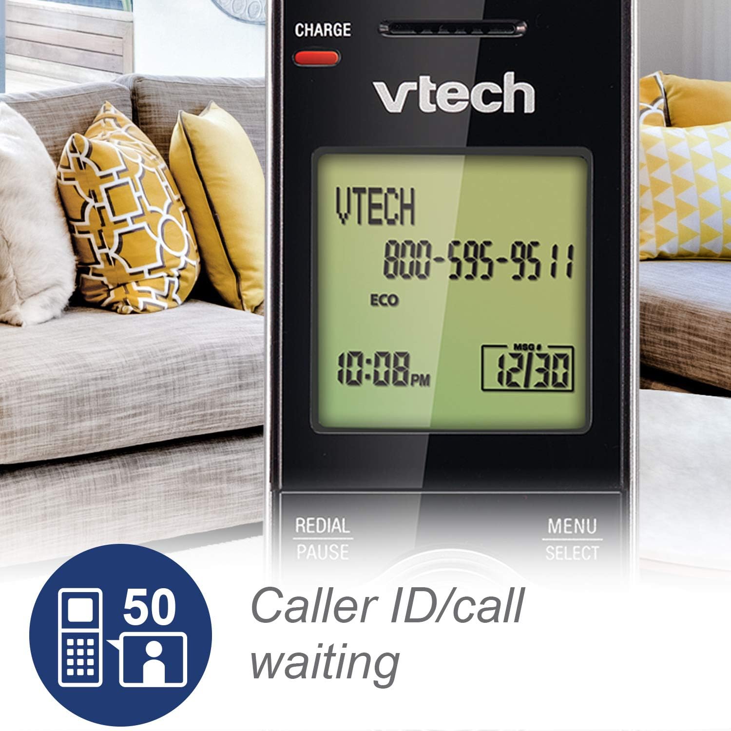 DECT 6.0 Three Handset Cordless Phone with CID, Backlit Keypads and Screens, Full Duplex Handset Speakerphones, Call Block, (Not Answering Machine Version) Silver/Black