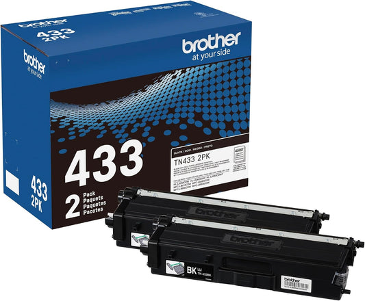 Original TN433 2PK High-Yield Black Toner Cartridge Value Pack (2), Toner Replacement Cartridge, Toner for Laser Printers HL-L8360CDW, MFC-L8610CDW, MFC-L8900CDW