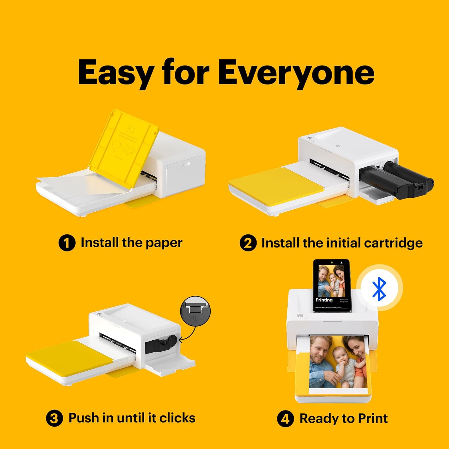 Dock Plus 4x6 Photo Printer, Smartphone Docking, 4PASS, 50 Sheets | Bluetooth, iPhone & Android Smartphone Compatible, Charge While Printing, Water, Fingerprint and Fade Resistant