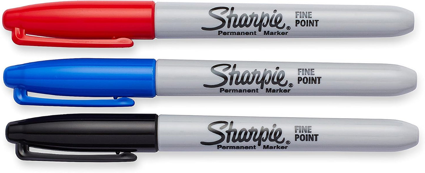 Permanent Markers, Fine Point, Assorted Colours, 3 Count (Pack of 5)