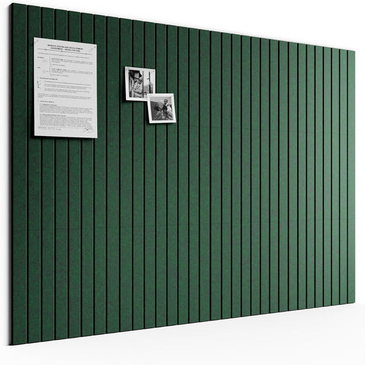 Large Felt Bulletin Board, 48" x 36" Cork Board Alternative, 12-Pack Fine Stripe Felt Wall Tiles with 30 Push Pins and 70 Adhesive Tabs, Ideal for Office, Home & Classroom, Pine Green