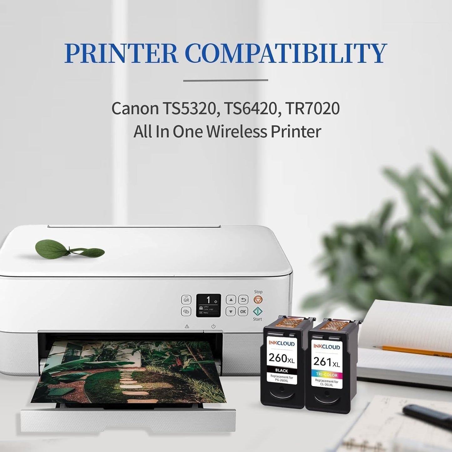 260XL 261XL Replacement for Canon 260 and 261 PG-260XL CL-261XL Used to Canon Pixma TS6420a TS6420 TS5320 TS6400 TR7020a TR7020 TR7022 Printer - Black Color High Yield 2PK