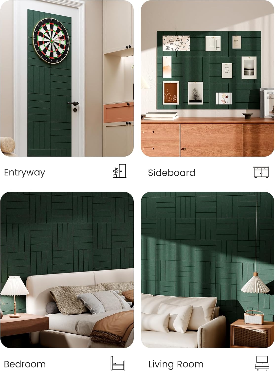 Large Felt Bulletin Board 48" x 36" Cork Board Alternative-12 Pack with 70 Safe Removable Adhesive Tabs, Cork Boards for Walls Cork Board for Home Office Classroom Pin Board (Aurora Green)