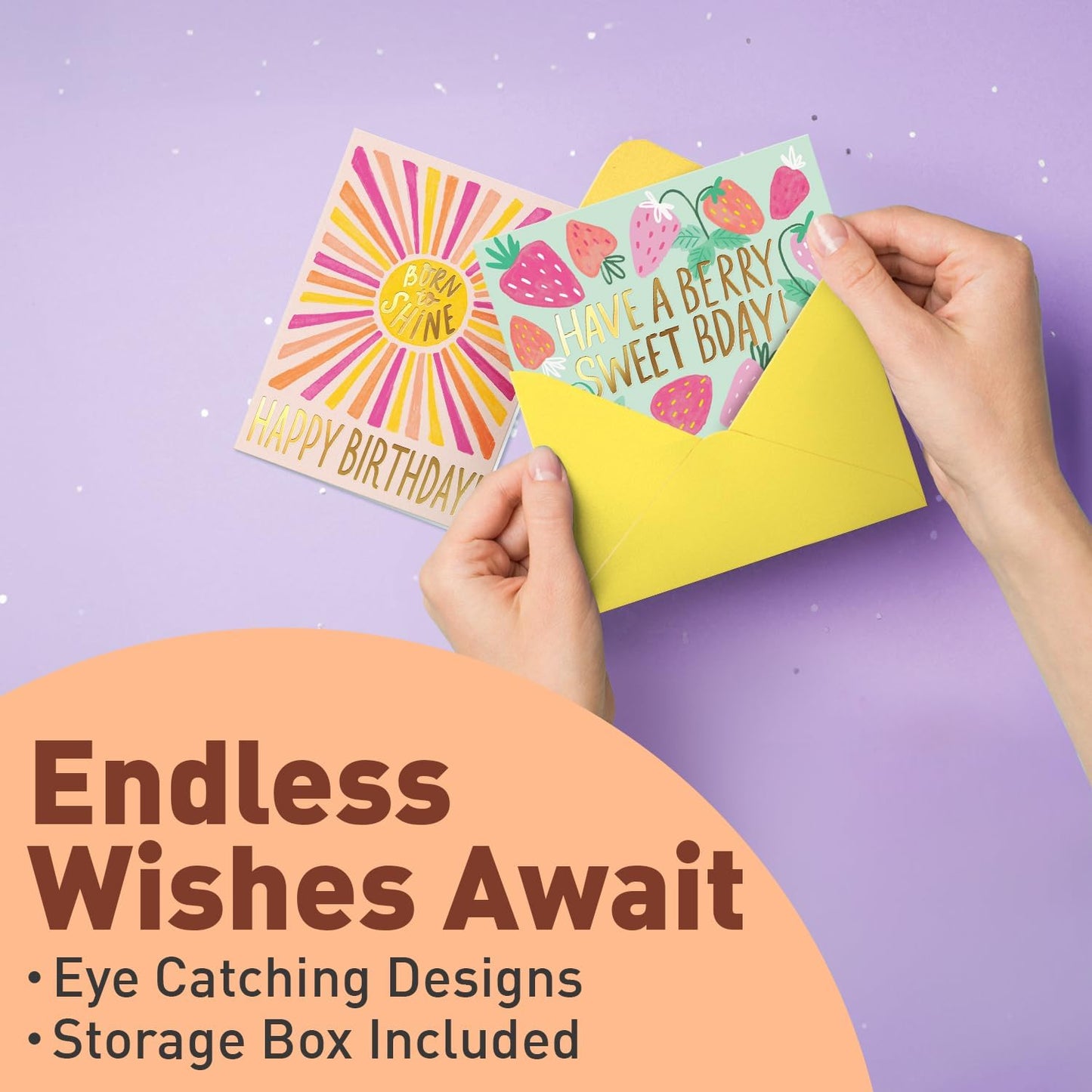 Happy Birthday Cards with Envelopes & Assortment Box. Variety Set of 24 Assorted Birthday Cards with Envelopes, Perfect Bulk Pack for Celebrations, Special Occasions, Friends-4x5.5"