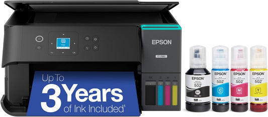 EcoTank ET-2980 Wireless All-in-One Color Supertank Printer with up to 3 Years of Ink Refillable Tanks, Perfect for Home, 15 PPM, 1.44" Colorful Screen, Auto 2-Sided Printing - Black