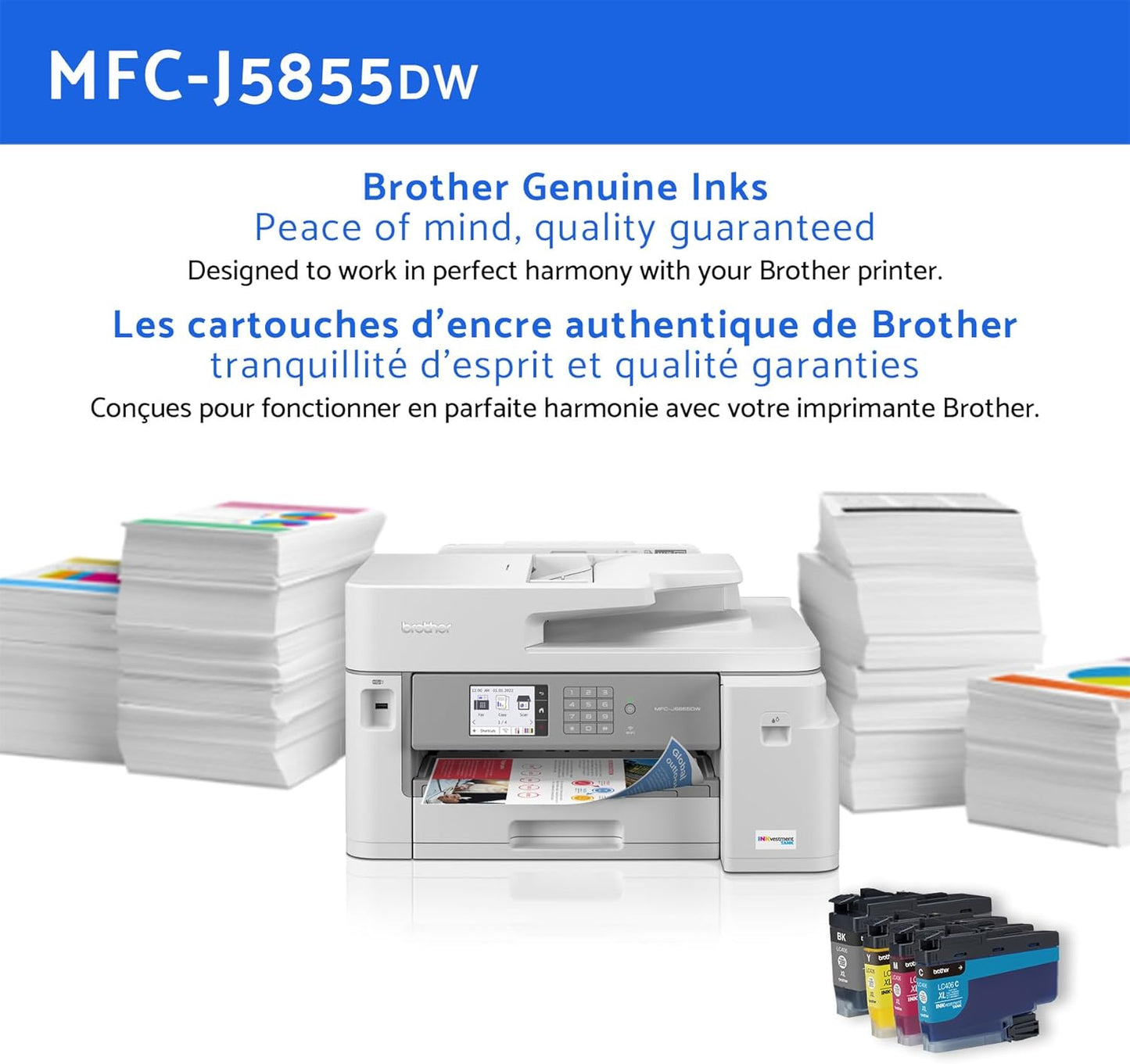 MFC-J5855DW INKvestment All-in-One Wireless Colour Inkjet A3 Printer with Scanner,Copier and Fax Printing, 30 ppm Speed, 3.5" Touchscreen, Mobile Connectivity