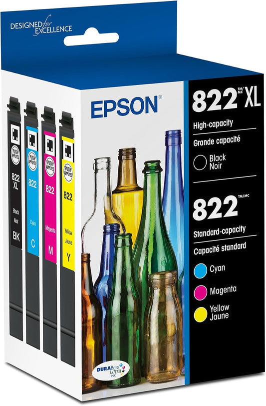 822 DURABrite Ultra Ink High Capacity Black & Standard Color Cartridge Combo Pack (T822XL-BCS) Works with Workforce Pro WF-3820,3823, 4820, 4830, 4833, 4834