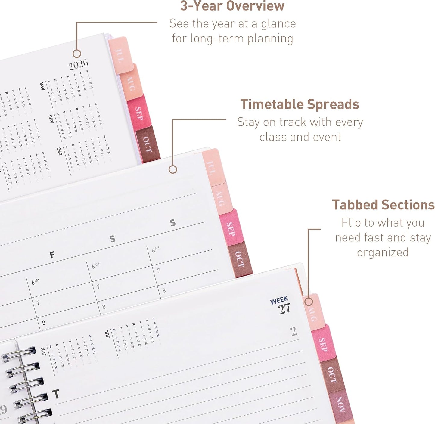 Rileys Academic Planner 2026-2027, Daily, Weekly & Monthly Planner, July 2026 - June 2027, Student Notes Pages, Twin-Wire Binding Weekly Agenda for School & Work (20 x 15 cm, Blue)