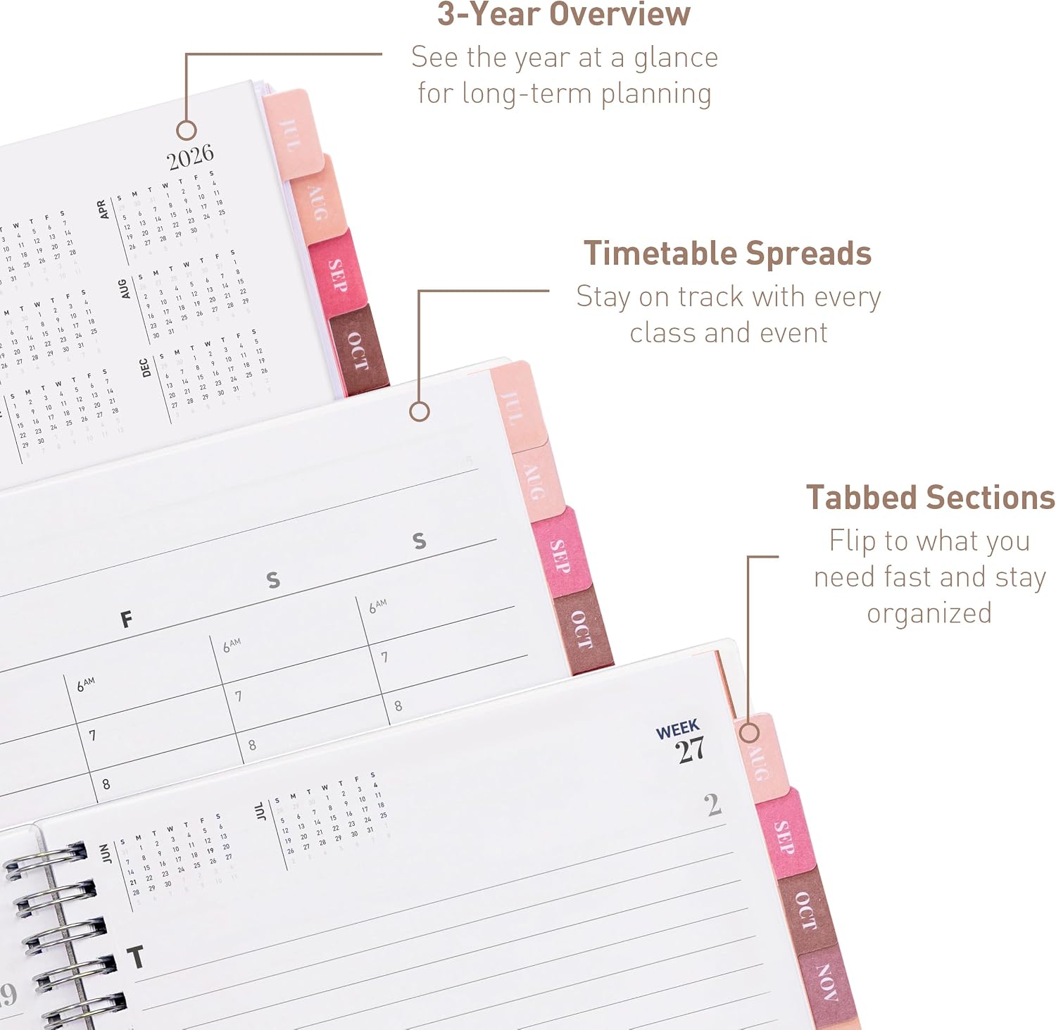 Rileys Academic Planner 2026-2027, Daily, Weekly & Monthly Planner, July 2026 - June 2027, Student Notes Pages, Twin-Wire Binding Weekly Agenda for School & Work (20 x 15 cm, Blue)
