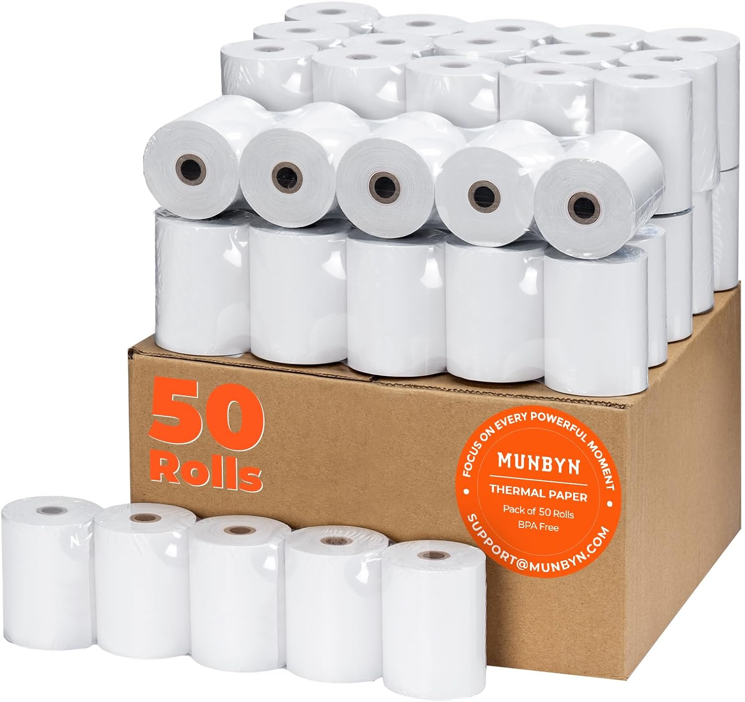 3 1/8" x 2" Thermal Receipt Paper Rolls, 80mm POS Receipt Paper Cash Register Roll, 50 Rolls Sealed Pack