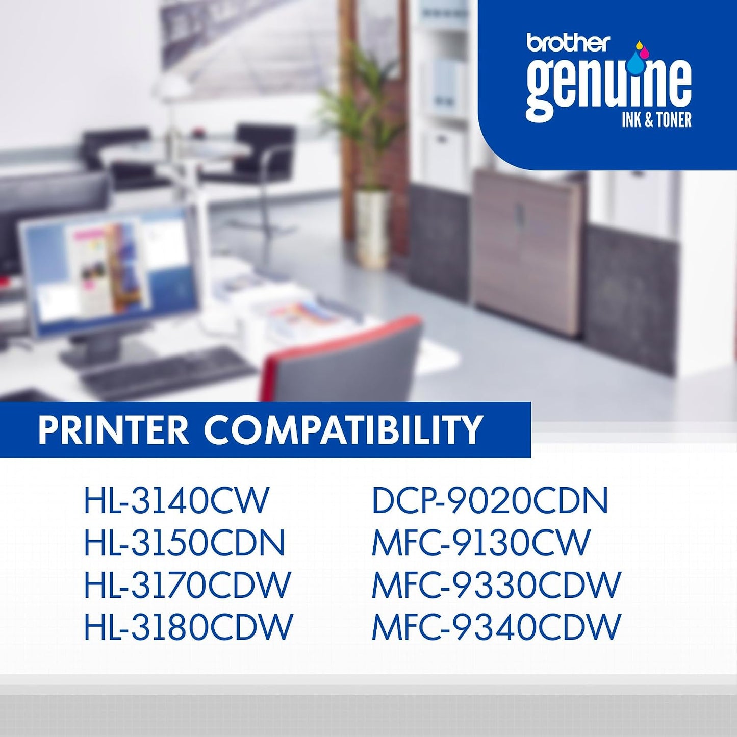 Original TN225Y High-Yield Yellow Toner Cartridge, Higher Yield for Value, Original Toner Replacement cartridges, Toner for Laser Printers HL-3140CW, HL-3170CDW, MFC-9130CW, and More