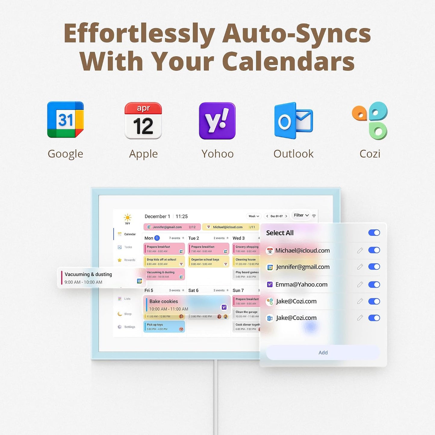 10.1" Digital Calendar Swappable Dual Frame Chore Chart – 1080P Full HD Interactive Touchscreen, 2026 Smart Family Planner, Digital Calendar Wall & Desk Mountable for Seamless Scheduling