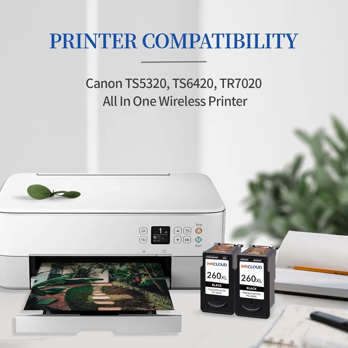 Compatible Black Ink Cartridges Replacement for Canon 260XL PG-260 XL for PIXMA TS5320 TS6420 TR7020 TR7020a TS6420a All in One Wireless Printer (Black, 2-Pack)