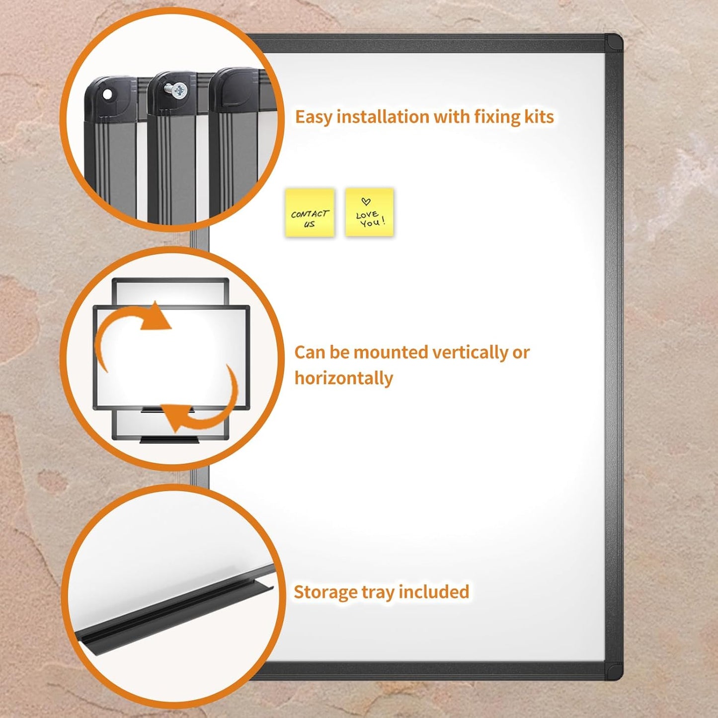 Magnetic Whiteboard/Dry Erase Board with Black Aluminium Frame, 48 X 24 Inches, Includes 1 Eraser & 2 Markers & 4 Magnets | Includes 1 Eraser, 2 Markers & 4 Magnets, Wall Mounted Whiteboard for School Office and Home