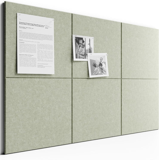 Large Cork Board Alternative - Slat Wall Paneling, Felt Bulletin Board Tiles for Office Decor, Push pin Board Office Wall Organizer -6-Pack-Sage