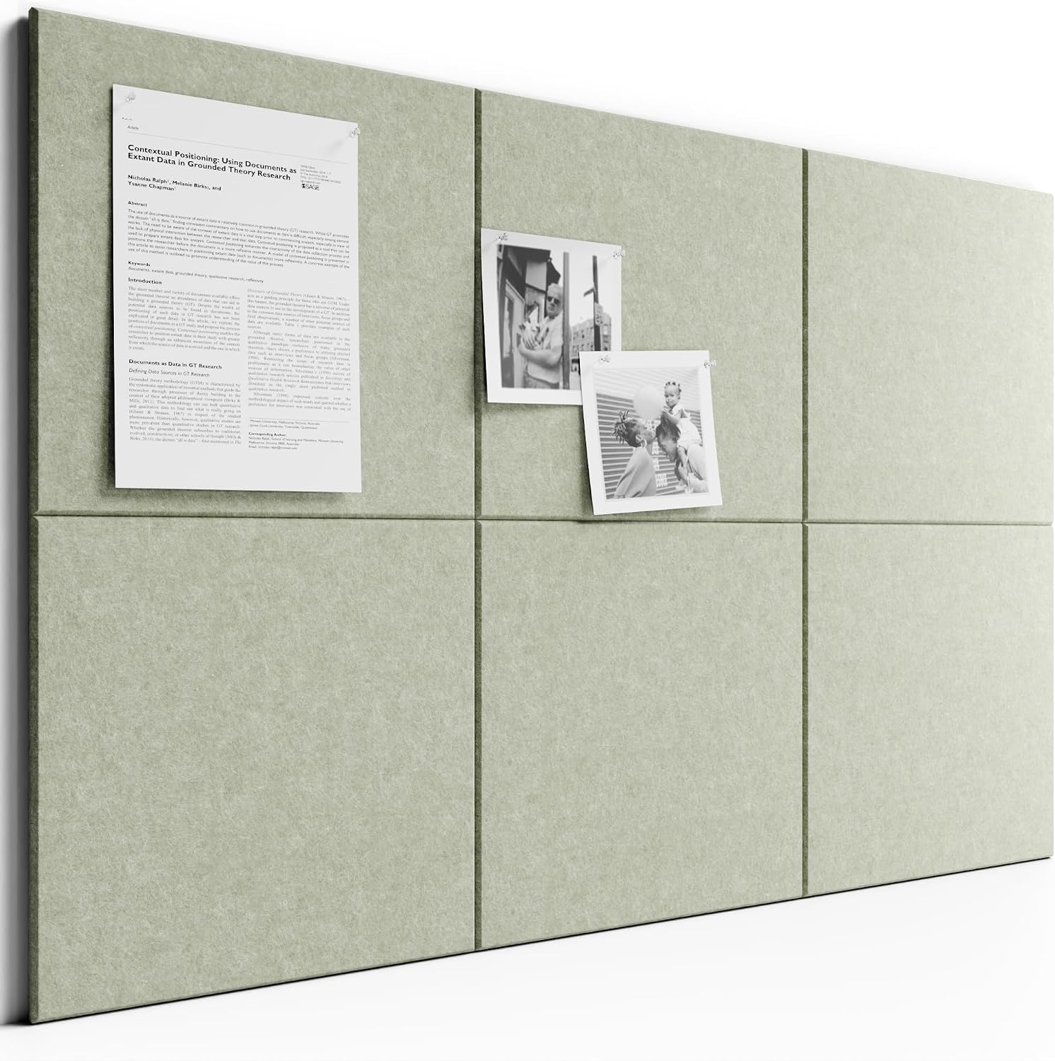 Large Cork Board 36" x 24" Alternative - 6 Pack Felt Wall Tiles with 40 Safe Removable Adhesive Tabs, 30 Pushpins, Cork Boards for Walls Pin Board Bulletin Board Office Decor-Charcoal Gray