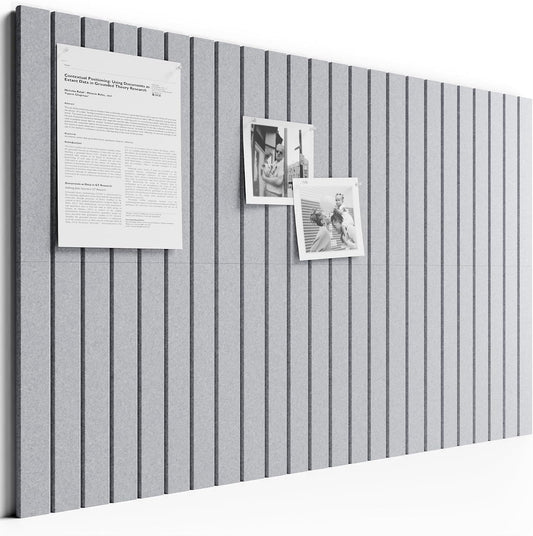 Large Felt Bulletin Board, Cork Board Alternative, Felt Wall Tiles with 30 Push Pins and Adhesive Tabs, Ideal for Office, Home & Classroom Decor, 6-Pack Fine Stripe-Soft Gray