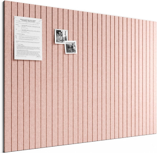 Large Cork Board Alternative - Slat Wall Paneling, Felt Bulletin Board Tiles for Office Decor, Push pin Board Office Wall Organizer -8 Vertical Stripes-12-Pack-Coral