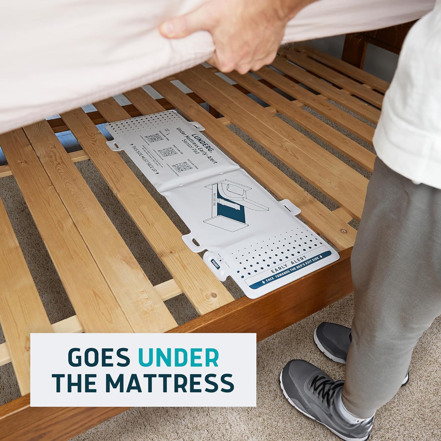 Under Mattress Bed Alarm for Elderly - Invisible & Wireless Sensor Pad with Early Alert & Pager - Our Most Advanced Fall Prevention System for Dementia, Ideal for Loved Ones who Refuse Help