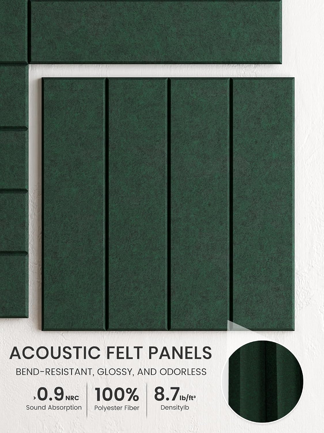 Large Felt Bulletin Board 48" x 36" Cork Board Alternative - 6 Pack with 40 Safe Removable Adhesive Tabs, Cork Boards for Walls Cork Board for Home Office Classroom Pin Board (Aurora Green)