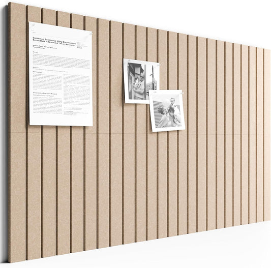 Large Felt Bulletin Board, 36" x 24" Cork Board Alternative, 6-Pack Fine Stripe Felt Wall Tiles with 30 Push Pins and 40 Adhesive Tabs, Ideal for Office, Home & Classroom, Taupe