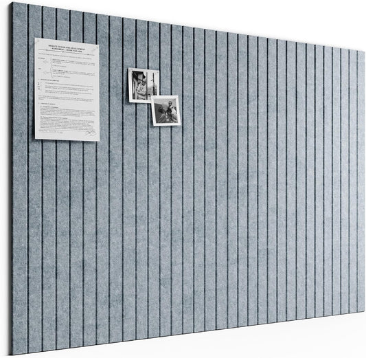 Large Felt Bulletin Board, 48" x 36" Cork Board Alternative, 12-Pack Fine Stripe Felt Wall Tiles with 30 Push Pins and 70 Adhesive Tabs, Ideal for Office, Home & Classroom, Blue Gray