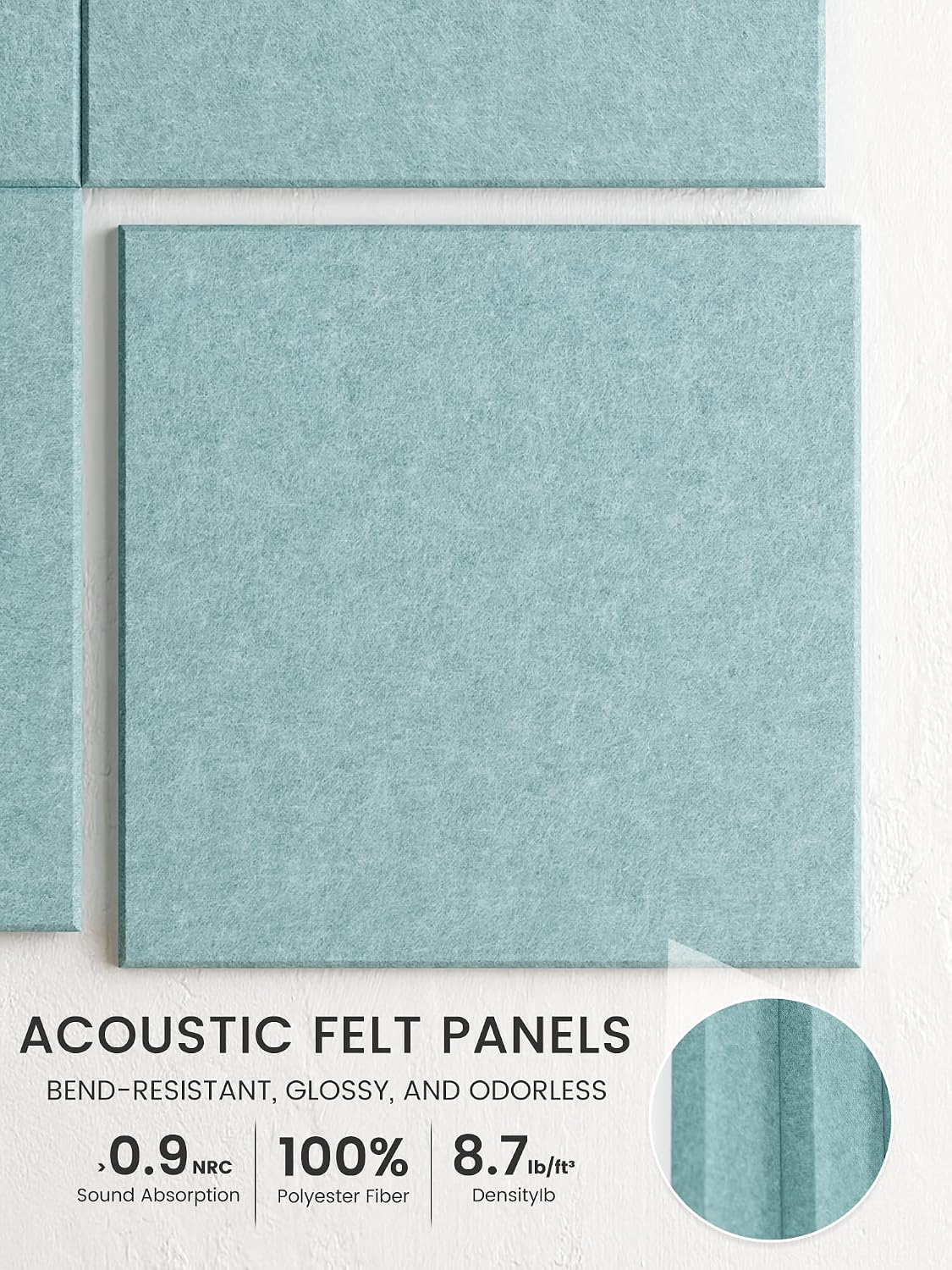 Large Felt Bulletin Board, 48" x 36" Cork Board Alternative, 12-Pack Solid Felt Wall Tiles with 30 Push Pins and 70 Adhesive Tabs, Ideal for Office, Home & Classroom, Teal Blue