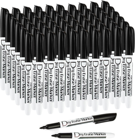 Black Dry Erase Markers Bulk Pack of 60 Low Odor Fine Tip Whiteboard Pens for Whiteboard Dry Erase Calendar